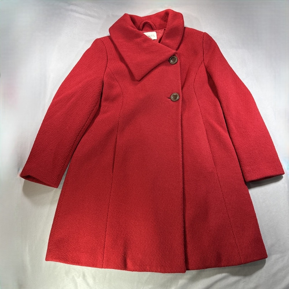 Chadwicks Wool Blend Coat Jacket Womens 14 Red Quiet Luxury Vintage Academia